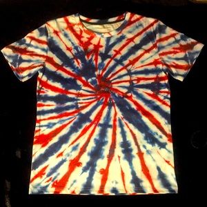 Red White and Blue Tie-Die Jersey Cotton and Spandex blend Sz. Large NEW no tags